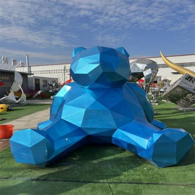景区园林商场户外摆放大型玻璃钢几何切面网红熊雕塑