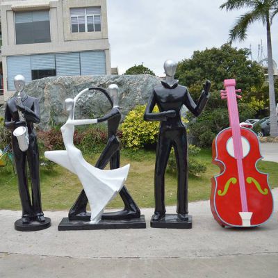广场摆放玻璃钢抽象音乐抽象人物雕塑