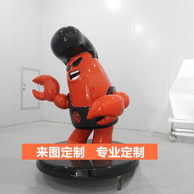 商场摆放的唱歌的玻璃钢卡通虾雕塑