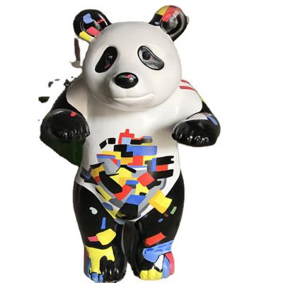 熊猫雕塑-商业街学校摆放卡通创意熊猫玻璃钢雕塑