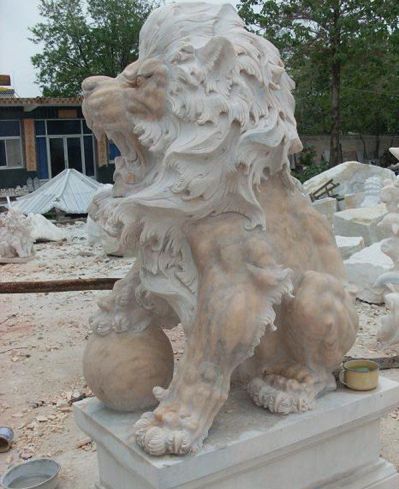 大理石石雕大型仿真动物狮子雕塑