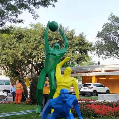 公园户外抽象打篮球的人物雕塑