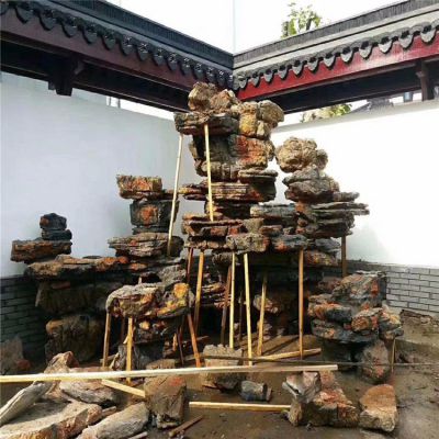 庭院叠石假山，千层石奇石庭院假山制作