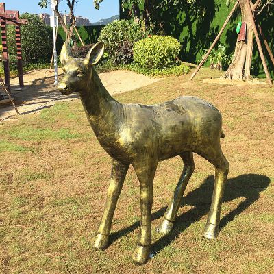 公园不锈钢仿铜一只鹿雕塑