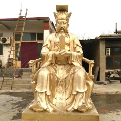 大型神佛不锈钢喷金烤漆供奉财神雕塑