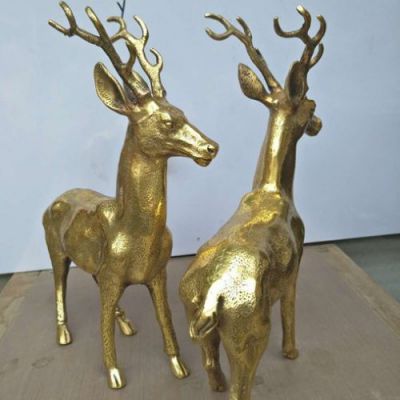 房产售楼部摆放黄铜铸造梅花鹿小品雕塑