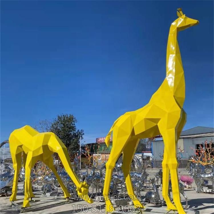 户外大型玻璃几何抽象园林景观长颈鹿雕塑