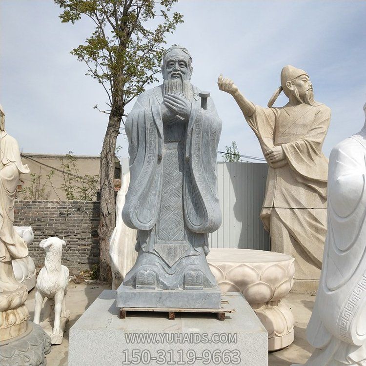 青石浮雕校园人物教育家孔子人物雕像摆件雕塑