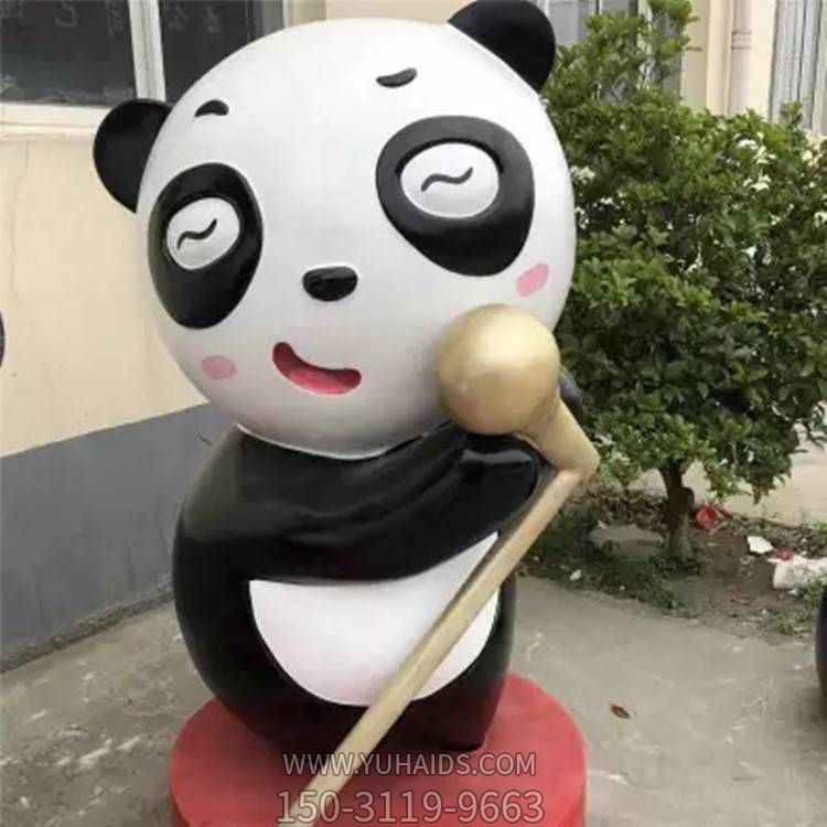 玻璃钢卡通商场美陈摆件熊猫雕塑