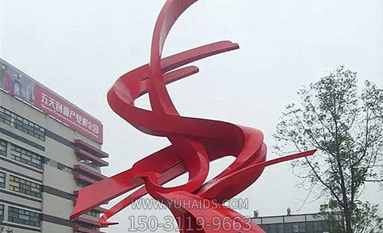 不锈钢小区景观红色抽象枫叶雕塑