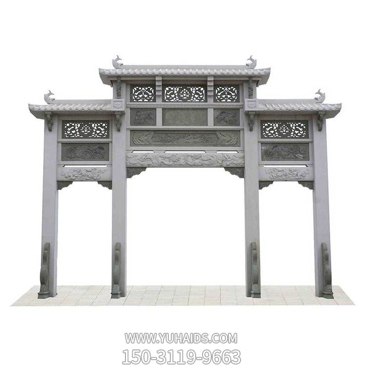 仿古做旧户外村口大型牌坊雕塑