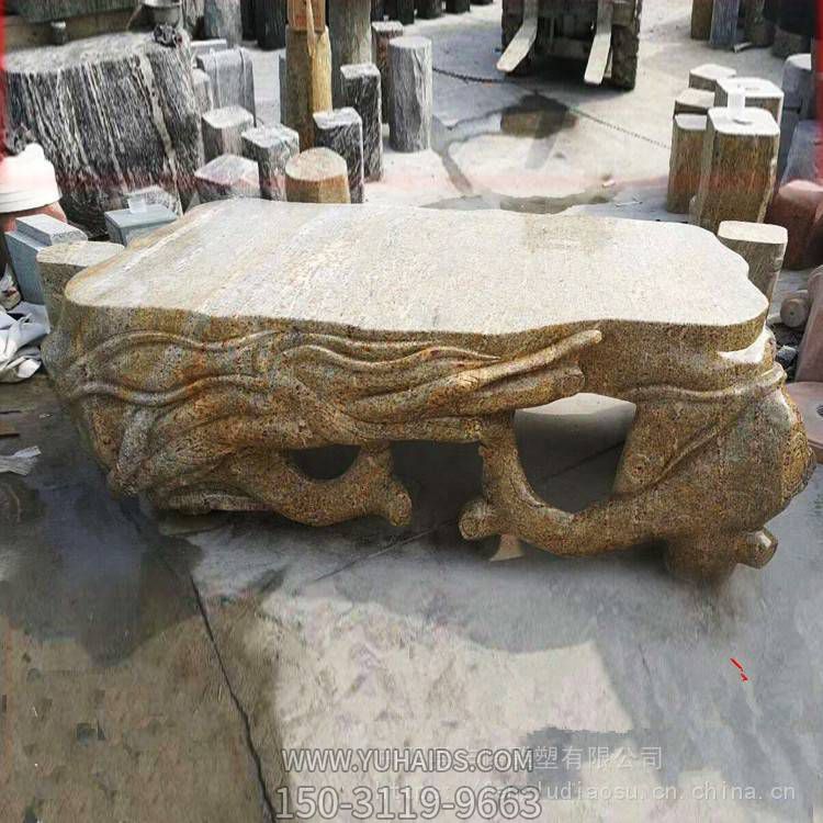 天然石材花岗岩雕刻制作庭院休闲石桌雕塑