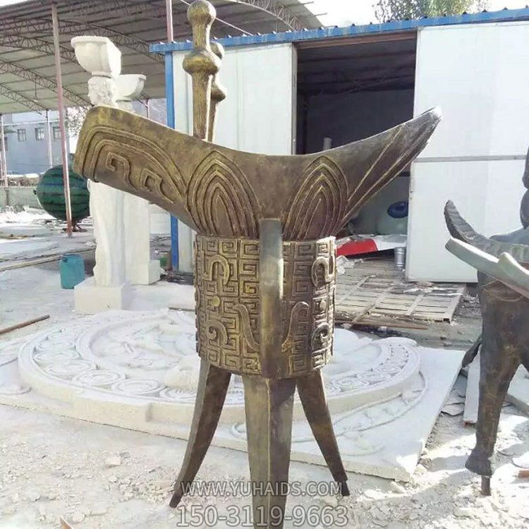 玻璃钢仿铜古代喝酒器皿爵杯景点装饰雕塑
