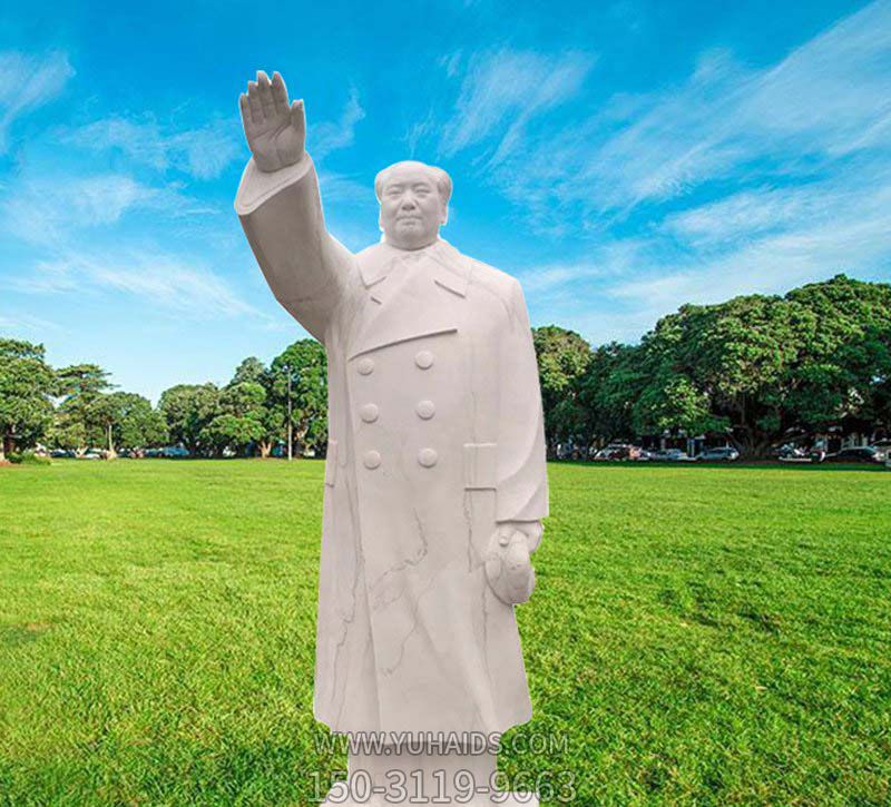 汉白玉石雕挥手告别的毛泽东雕塑