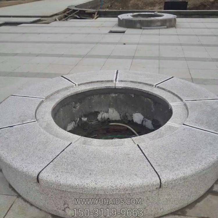 街道学院摆放花岗岩圆形挡车石雕塑
