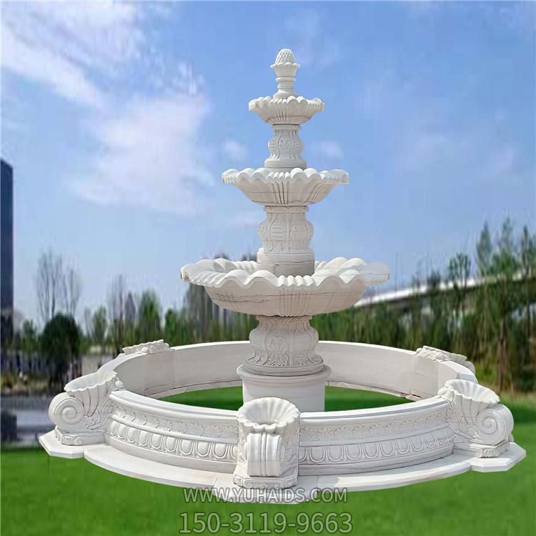欧式三层大理石石雕喷泉雕塑