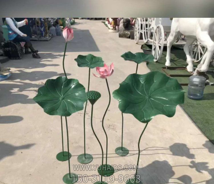 公园不锈钢彩绘园林荷花雕塑