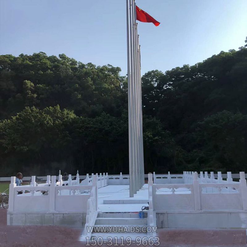 城市广场汉白玉石雕国旗台雕塑