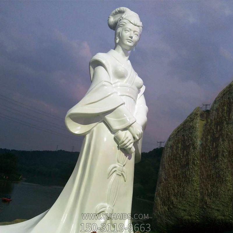 景区历史名人古代著名美女浮雕西施汉白玉石雕像雕塑