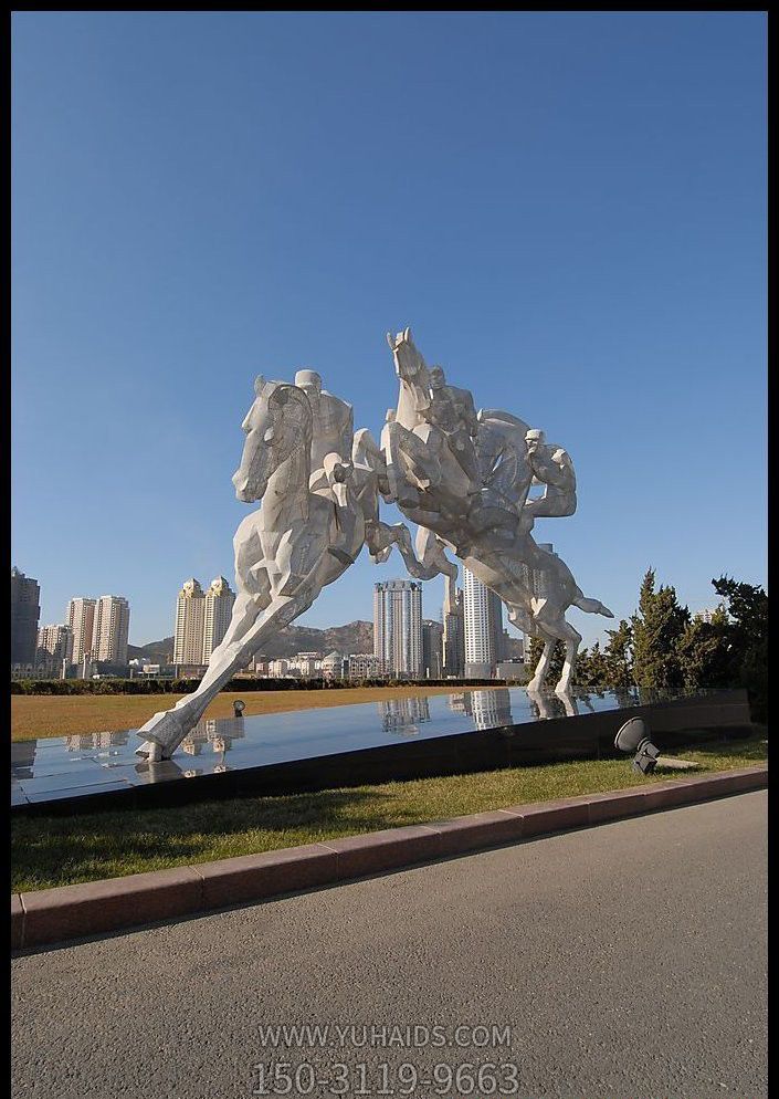 街道不锈钢抽象骑马雕塑