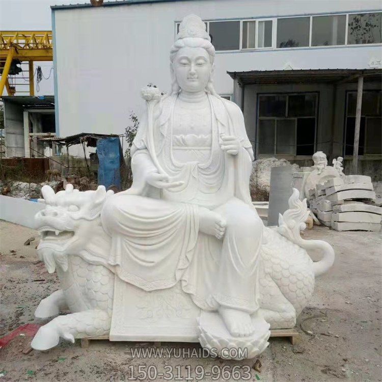 寺庙摆放天然石材汉白玉雕刻文殊菩萨雕像雕塑