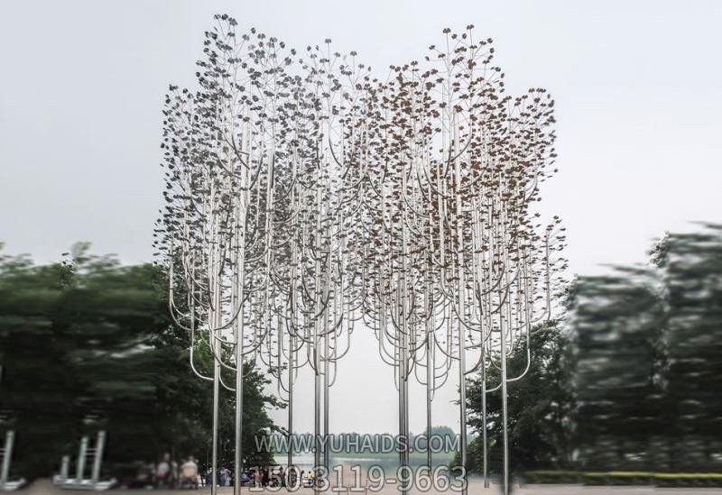 广场抽象不锈钢大树雕塑