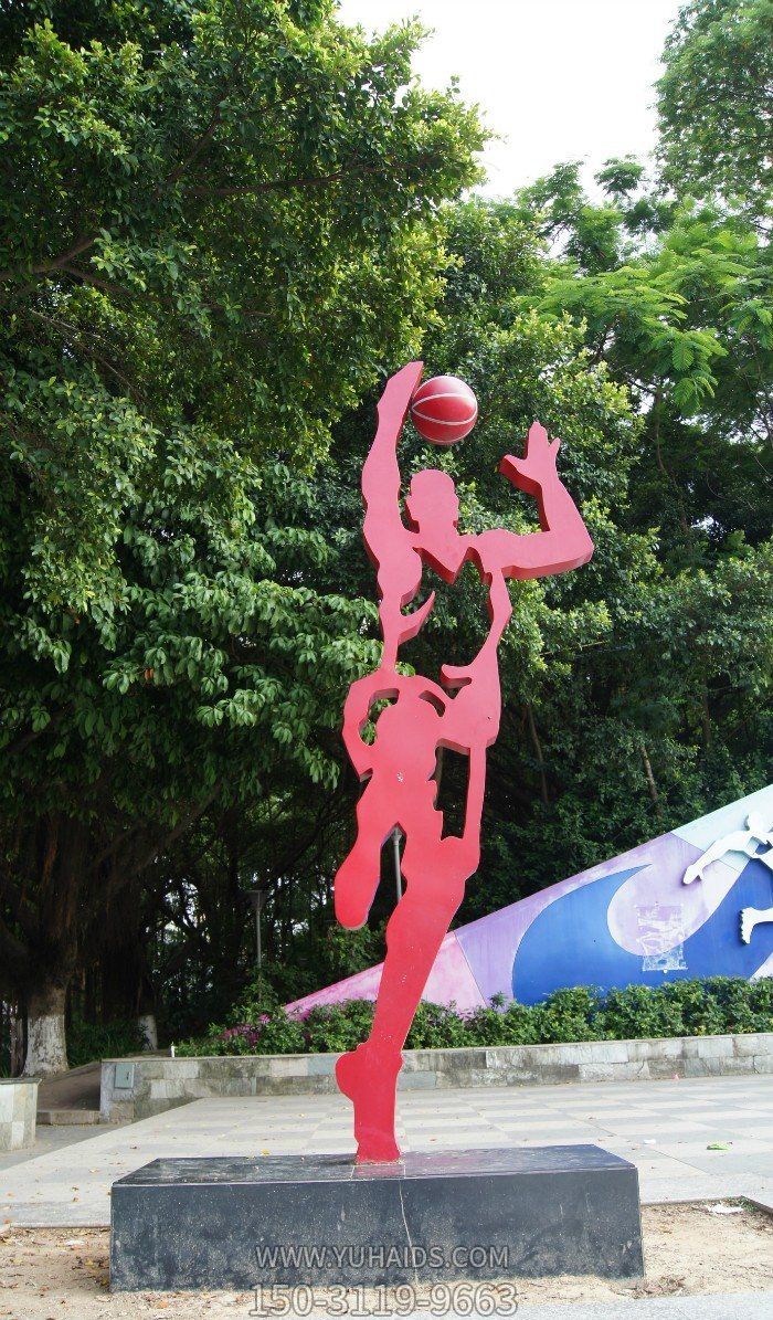 不锈钢公园剪影打篮球人物雕塑