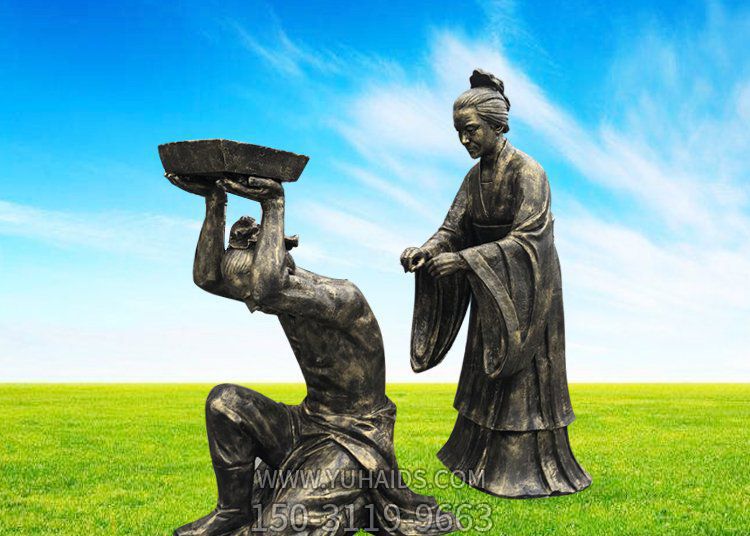 广场铜雕人物负荆请罪雕塑