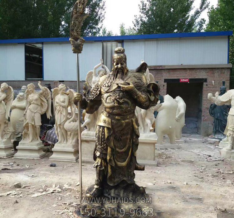 铜雕户外景区大型看书的关公雕塑