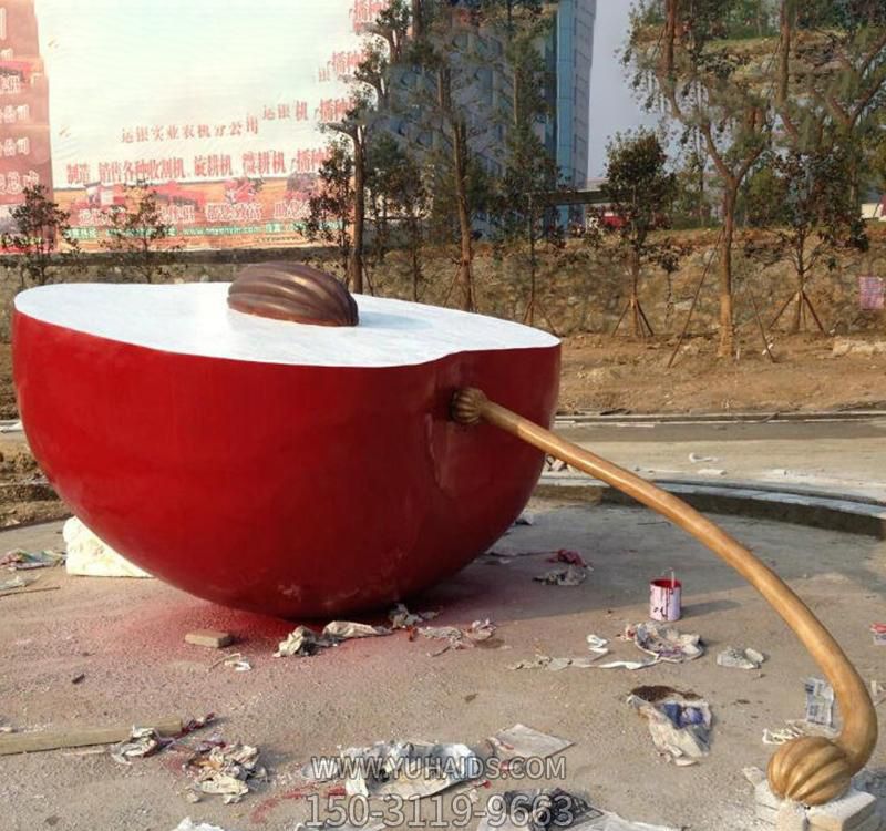 玻璃钢现代广场大型苹果雕塑