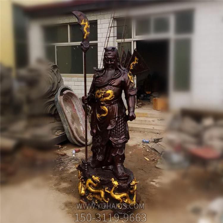 玻璃钢仿铜园林寺庙景观摆件关公雕塑