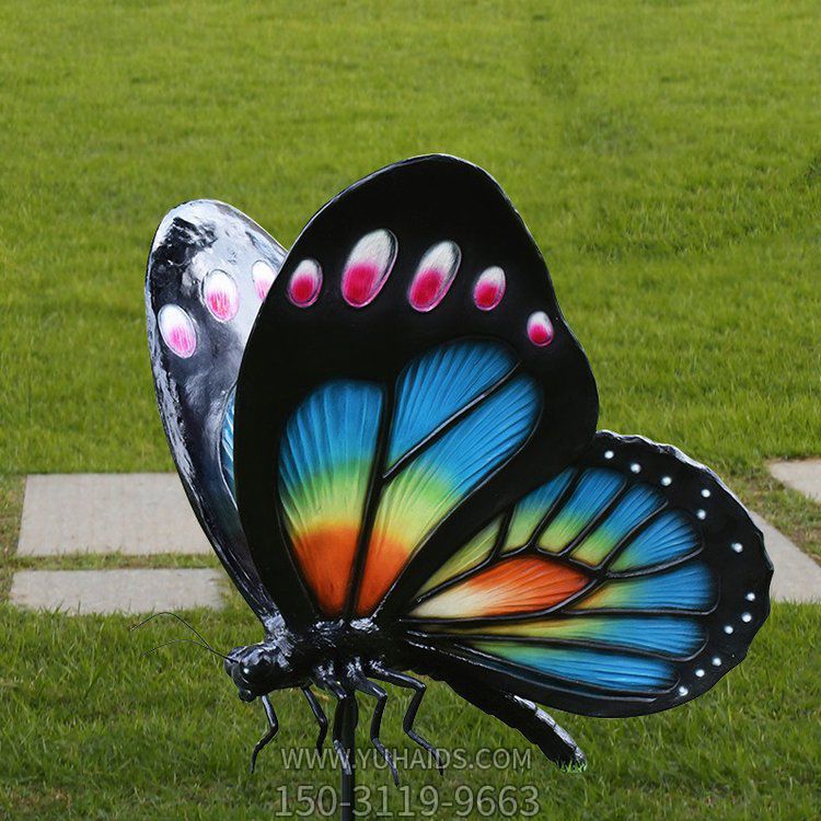 公园户外彩绘玻璃钢仿真动物蝴蝶雕塑