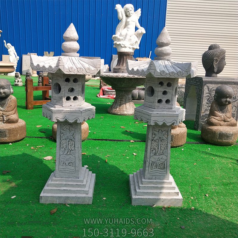 中式复古石灯笼大理石寺庙景观落地摆件小品雕塑