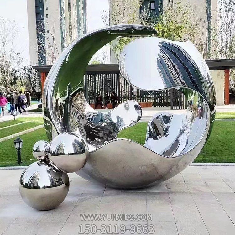 镜面不锈钢创意球体景观雕塑