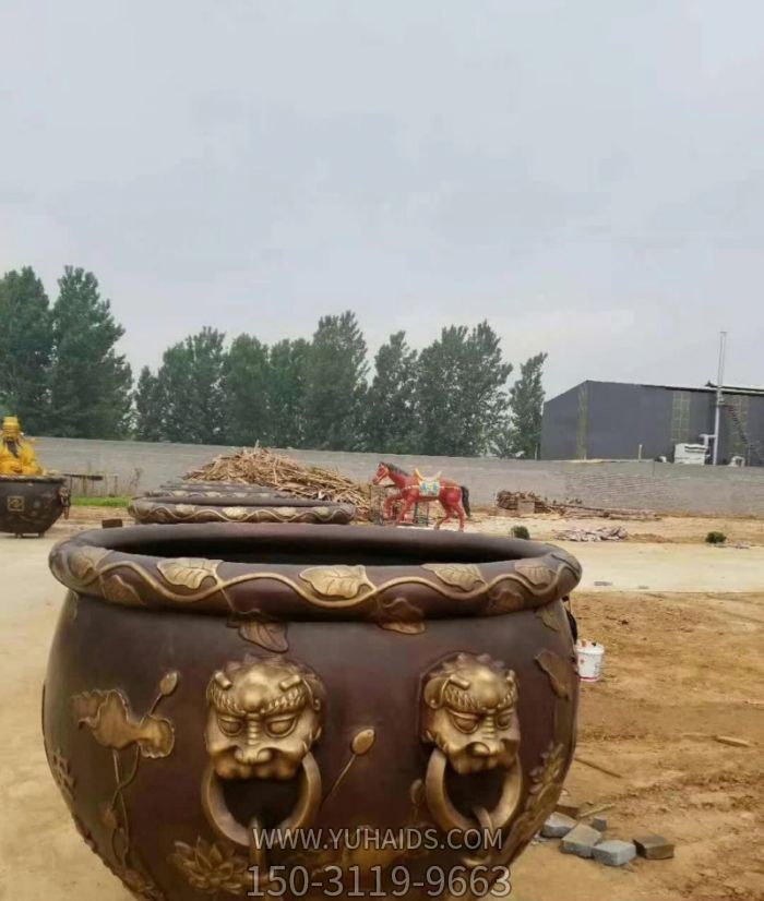 寺庙水缸铜雕狴犴缸雕塑