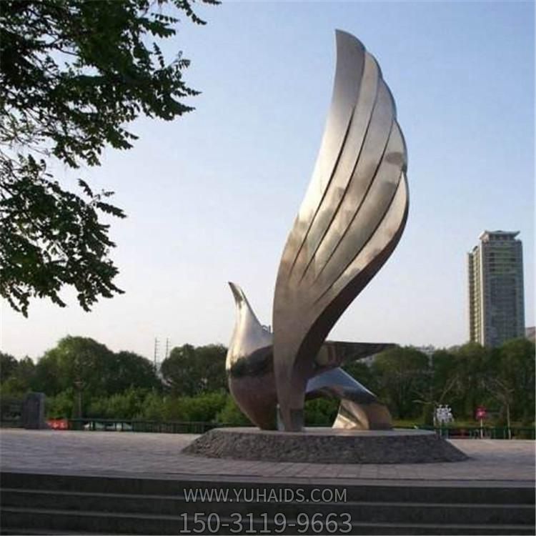 广场大型不锈钢抽象凤凰景观摆件雕塑