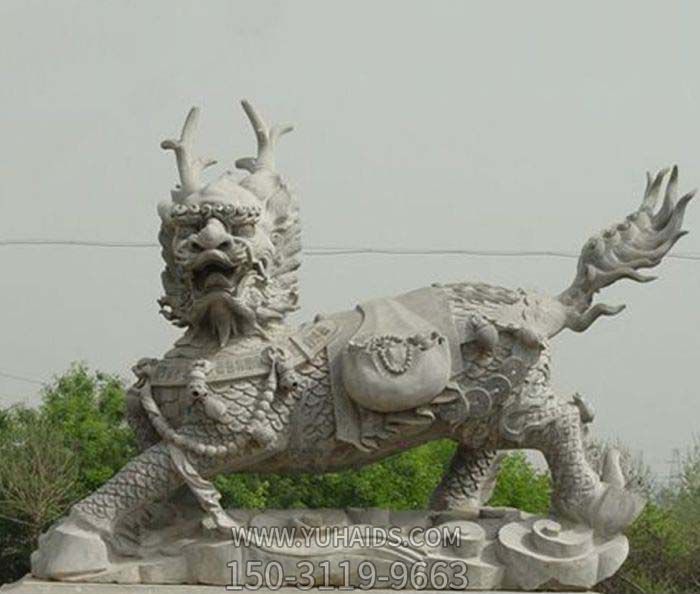 麒麟雕塑-户外景区广场大型景观大理石石雕麒麟雕塑
