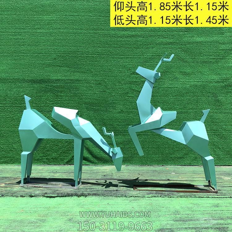不锈钢抽象几何园林户外景区大型梅花鹿雕塑摆件