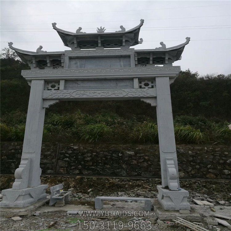 大型石雕户外单门牌坊雕塑