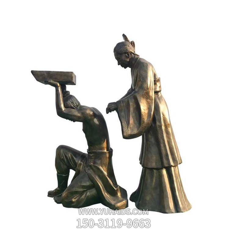 民俗小品玻璃钢仿铜岳母刺字人物雕塑
