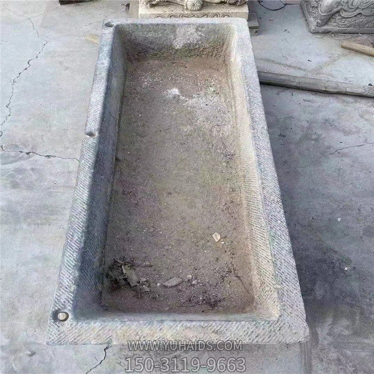 仿古做旧大理石石雕庭院老石槽雕塑