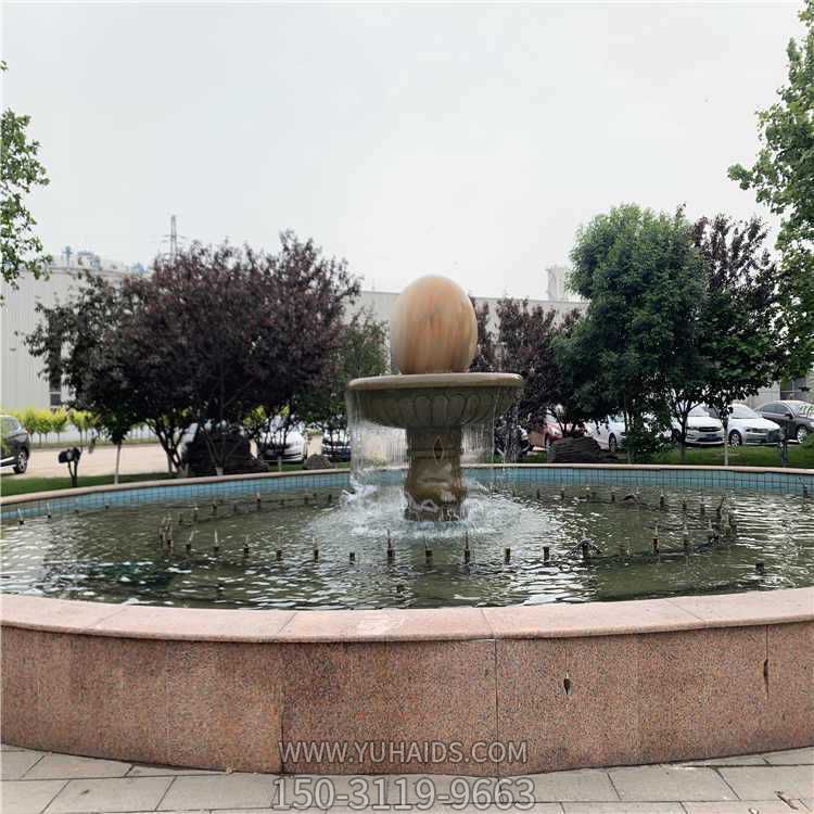 汉白玉晚霞红石雕喷泉 广场别墅庭院内流水摆件雕塑