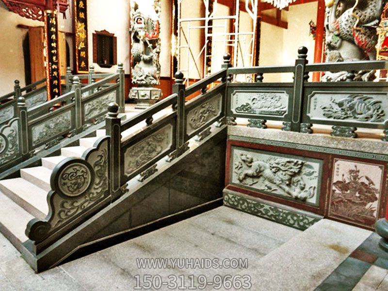 寺院室内台阶扶手仿古青石栏杆雕塑