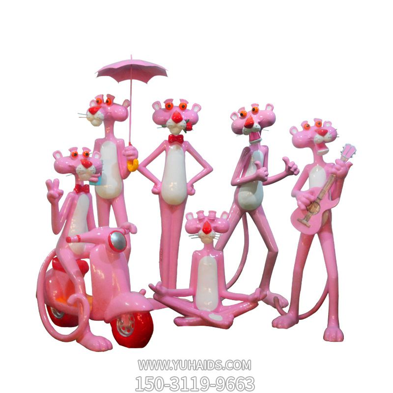卧室可爱幽默创意树脂粉红豹雕塑