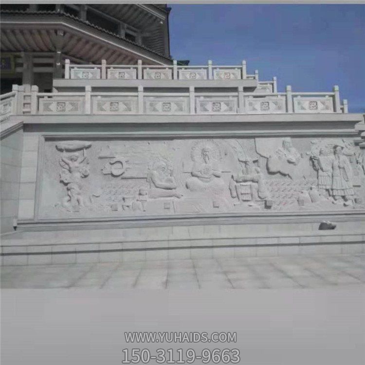 景区寺院大理石浮雕人物影壁画雕塑