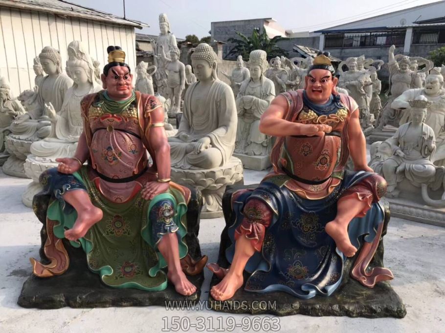玻璃钢彩绘寺庙供奉佛像哼哈二将雕塑