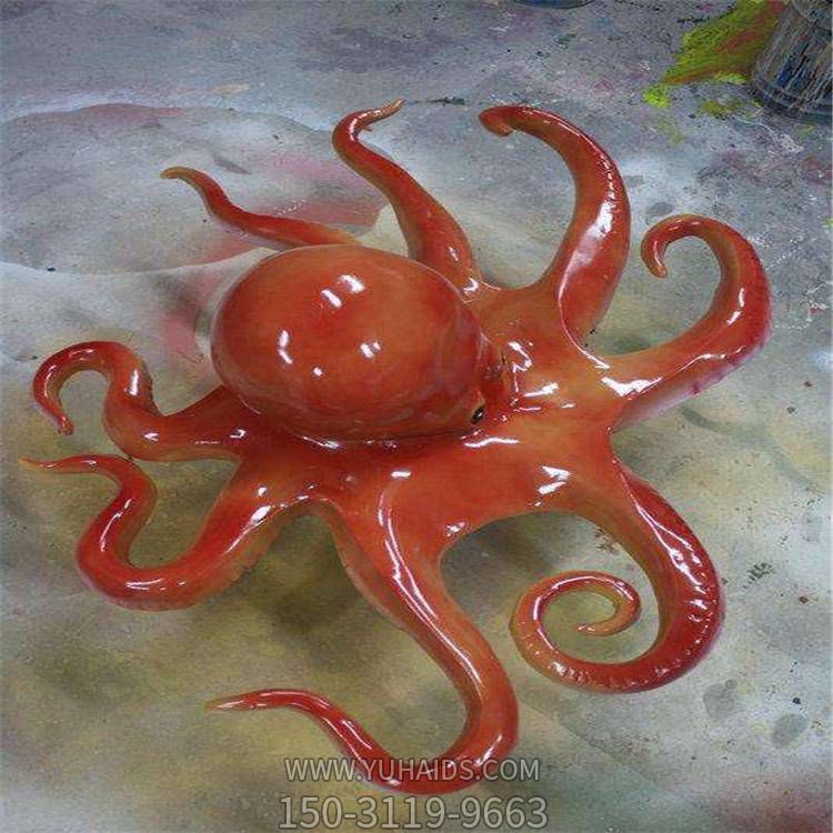 玻璃钢卡通喷漆章鱼海洋动物园林景点摆件雕塑