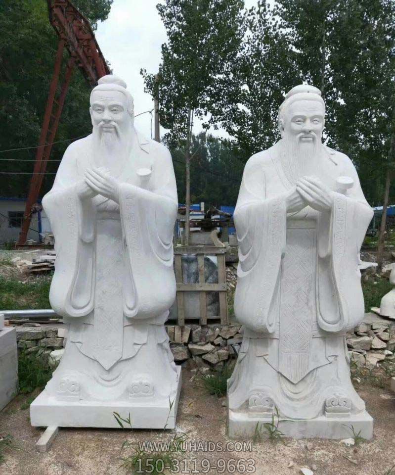 园林摆放大理石历史名人孔子石雕塑