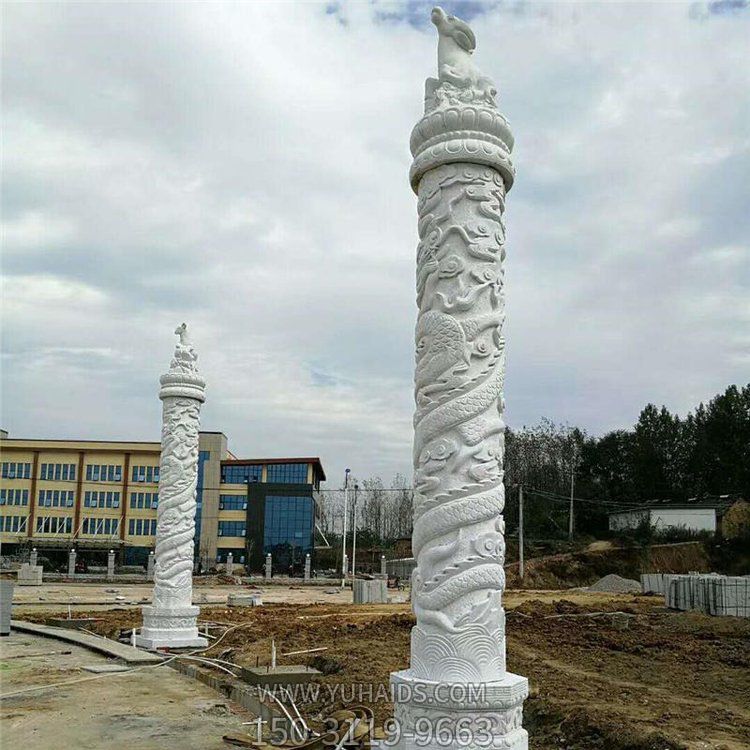别墅企业大理石石雕龙柱文化柱雕塑