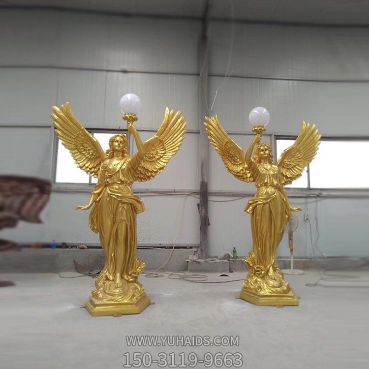 欧式举灯女神雕塑天使铜像 西方神话人物铜摆件